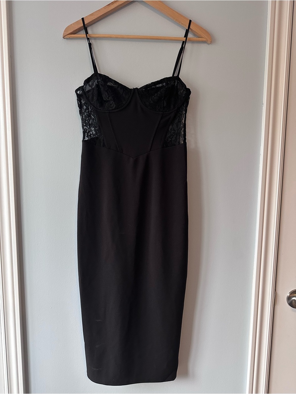 NWT Zara Black Lace Corset Bustier Midi Dress Sexy Vampy Date Night
